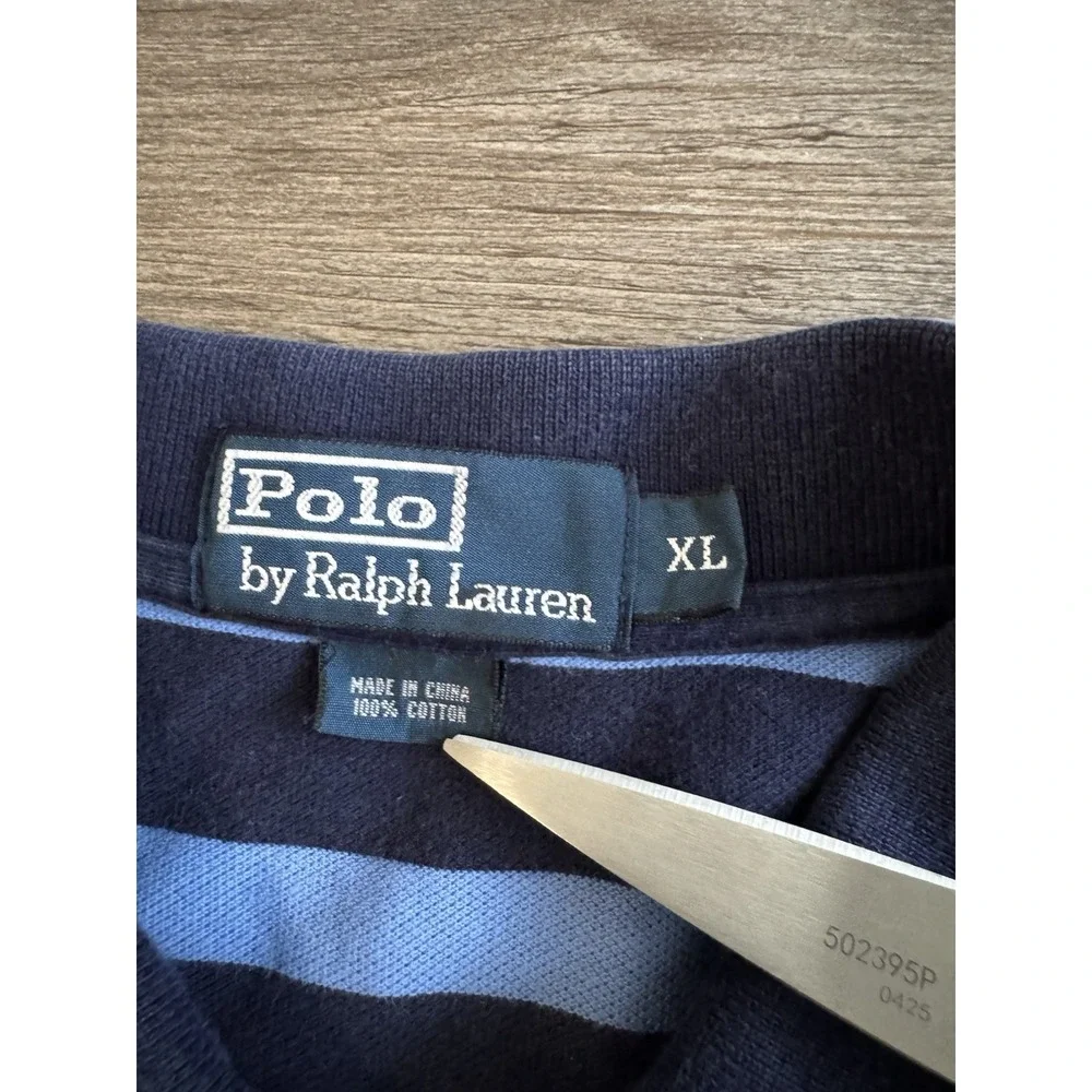 Polo Ralph Lauren Men's XL Striped Polo Shirt Blue Navy Short Sleeve Cotton